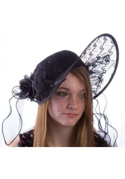 H.M. Smallwares Women's Black Lace Derby Hat