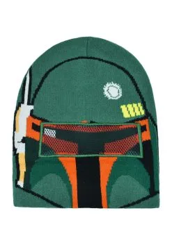 Concept One Accessories Star Wars Boba Fett Big Face Roll Down Intarsia Beanie -Halloween Costumes Shop boba fett big face roll down intarsia beanie alt 3