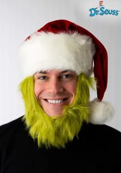 Elope Grinch Costume Hat With Fur Beard