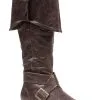 Ellie Mens Brown Buckle Pirate Boots 2 Ellie Mens Brown Buckle Pirate Boots -Halloween Costumes Shop mens brown buckle pirate boots