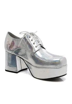 Ellie Silver Hologram Pimp Shoes For Men