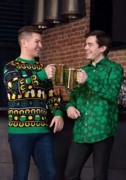 Opposuits Mens Suitmeister Button Up St. Pats Green Shirt -Halloween Costumes Shop mens suitmeister button up st pats green shirt alt 2