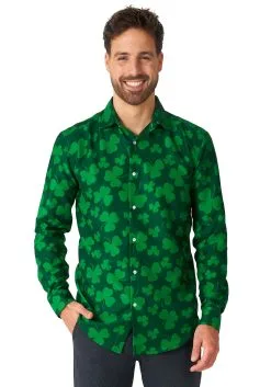Opposuits Mens Suitmeister Button Up St. Pats Green Shirt -Halloween Costumes Shop mens suitmeister button up st pats green shirt alt 3