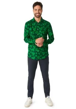 Opposuits Mens Suitmeister Button Up St. Pats Green Shirt -Halloween Costumes Shop mens suitmeister button up st pats green shirt alt 4