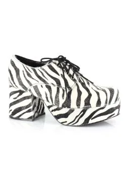 Ellie Zebra Hologram Pimp Shoes For Men