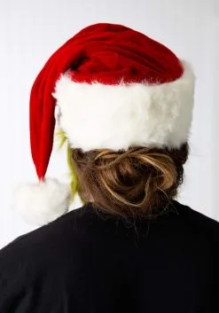 Elope Grinch Costume Hat With Fur Beard -Halloween Costumes Shop mister grinch hat with fur beard alt 3
