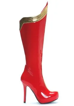 Ellie Sexy Red And Gold Superhero Boots