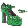Ellie Women's Green Glitter Mary Jane Platform Shoes 2 Ellie Women's Green Glitter Mary Jane Platform Shoes -Halloween Costumes Shop womens green glitter mary jane platform shoes