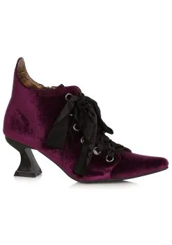 Ellie Purple Velvet Witch Booties For Women